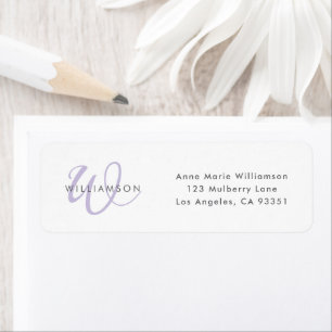 Moderne Lavendel Schrift Monogram Etiket