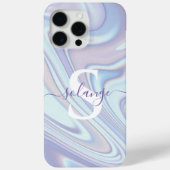 Moderne Lavendel Swirl Holografische Naam Monogram Case-Mate iPhone Case (Achterkant)