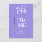 Moderne Lavendel Trouwdetails QR-code Informatiekaartje (Voorkant)