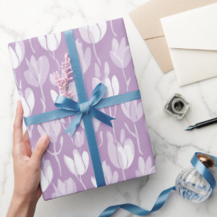 Moderne lavendel tulp witte bloemmotief cadeaupapier