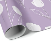 Moderne lavendel tulp witte bloemmotief cadeaupapier (Rol Hoek)