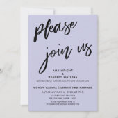 Moderne Lavendel Uitnodiging Bruiloftsreceptie (Voorkant)