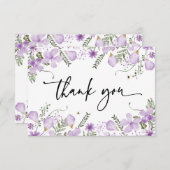 Moderne Lavendel Wilde Bloemen Bedanktkaart Bedankkaart (Voorkant / Achterkant)