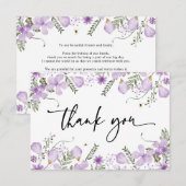 Moderne Lavendel Wilde Bloemen Dank Je Kaart (Voorkant / Achterkant)