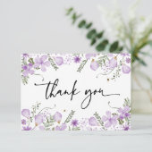 Moderne Lavendel Wilde Bloemen Dankkaart Bedankkaart (Staand voorkant)