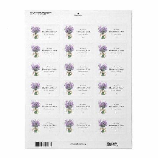 Moderne Lavendel Zeep Bar Zakelijk Product Label (Full Sheet)