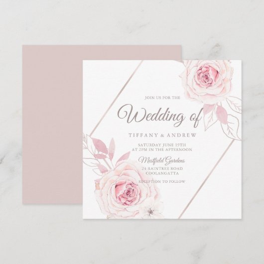 Moderne lavender Blush Rozen Geometric Wedding Kaart (Voorkant / Achterkant)