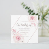 Moderne lavender Blush Rozen Geometric Wedding Kaart (Staand voorkant)