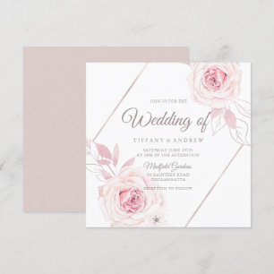 Moderne lavender Blush Rozen Geometric Wedding Kaart