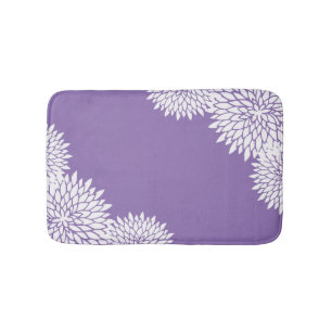 Moderne lavender en White Floral Bath Mat
