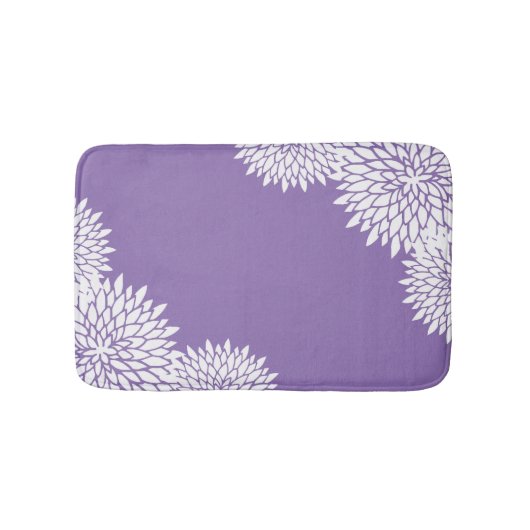 Moderne lavender en White Floral Bath Mat (Voorkant)