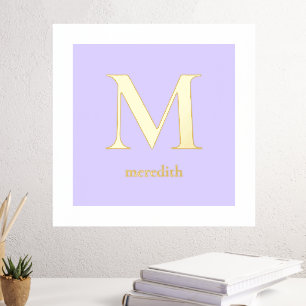 Moderne lavender Monogram Initiaal Letter Folie Afdrukken
