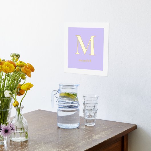 Moderne lavender Monogram Initiaal Letter Folie Afdrukken (Laag (Keuken))