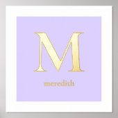 Moderne lavender Monogram Initiaal Letter Folie Afdrukken (Voorkant)
