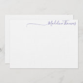 Moderne lavender Script Calligraphy name note card Notitiekaartje (Voorkant / Achterkant)