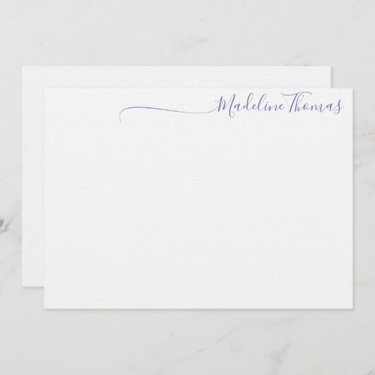 Moderne lavender Script Calligraphy name note card Notitiekaartje (Voorkant / Achterkant)