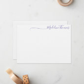 Moderne lavender Script Calligraphy name note card Notitiekaartje (Voorkant / Achterkant in situ)