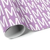 Moderne lavender white custom monogram gift cadeaupapier (Rol Hoek)