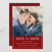 Moderne Layout Burgundy Red Minimalist Foto Save The Date (Voorkant / Achterkant)