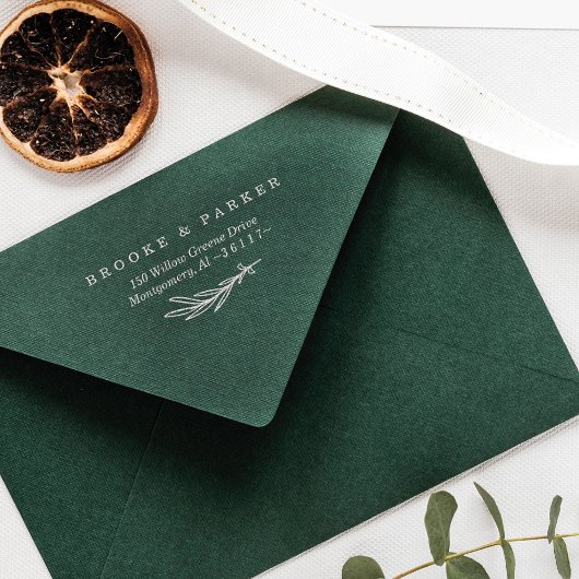 Moderne Leaf Branch Gepersonaliseerde Naam & Adres Rubberstempel