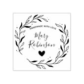 Moderne Leaf Circle Custom Naam Handgemaakt Met Li Rubberstempel (Afrduk)