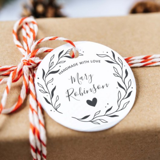 Moderne Leaf Circle Custom Naam Handgemaakt Met Li Rubberstempel