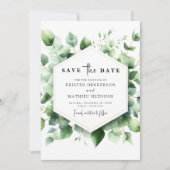 Moderne Leaf Eucalyptus Digitale Huwelijk Save The Date (Voorkant)