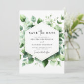 Moderne Leaf Eucalyptus Digitale Huwelijk Save The Date (Staand voorkant)