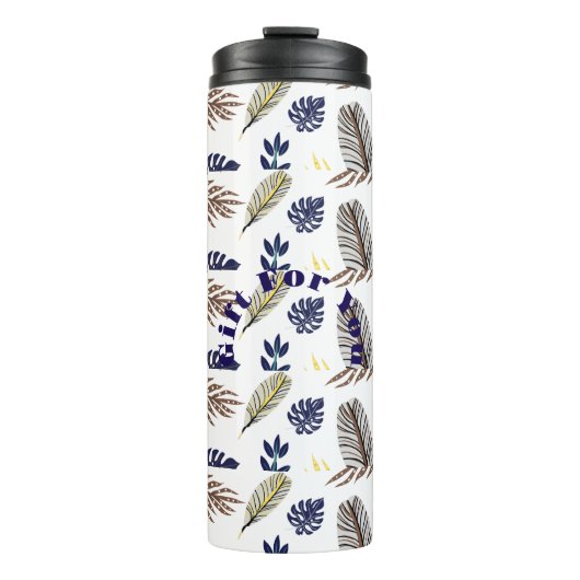 Moderne Leaf Pattern Party Supplies Thermosbeker (Voorkant)