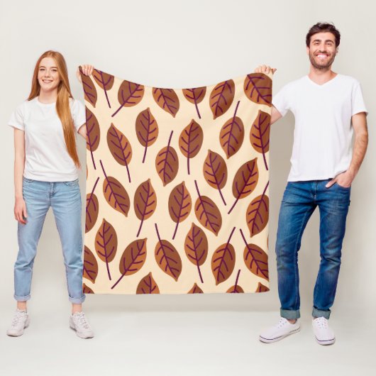Moderne LEAVES BEIGE Fleece Deken (In situ)