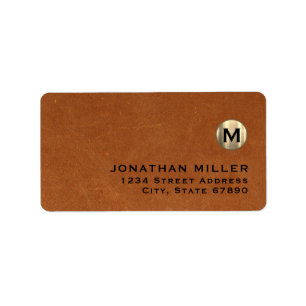 Moderne Leder Gold Monogram Return-adres Etiket