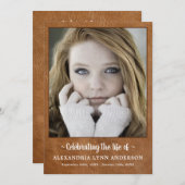 Moderne lederen herdenkingsorde van dienst begrafe programmakaart (Voorkant / Achterkant)