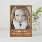 Moderne lederen herdenkingsorde van dienst begrafe programmakaart (Staand voorkant)