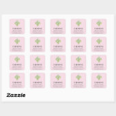 Moderne lederen roze Logo roze groene kaarsenetike Vierkante Sticker (Vel)