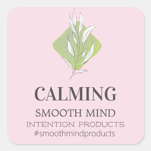 Moderne lederen roze Logo roze groene kaarsenetike Vierkante Sticker (Voorkant)