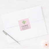 Moderne lederen roze Logo roze groene kaarsenetike Vierkante Sticker (Envelop)