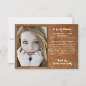 Moderne lederen sympathie voor foto-begrafenis bedankkaart (Voorkant)