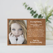 Moderne lederen sympathie voor foto-begrafenis bedankkaart (Staand voorkant)