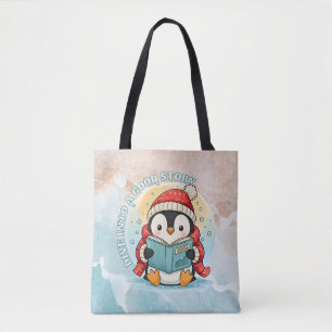 Moderne lees-pinguïn-aesthetische schoudertassenta tote bag
