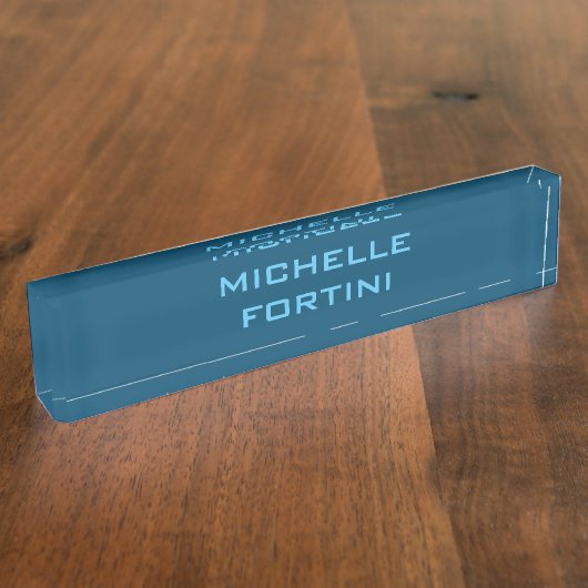 Moderne leesbare naam Plain Ocean & Sky Blue Naambordje (Zijkant)