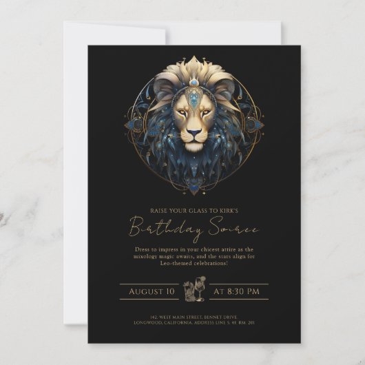 Moderne Leeuw Zodiac Symbool Zwart Goud Zon Sign L Kaart (Voorkant)