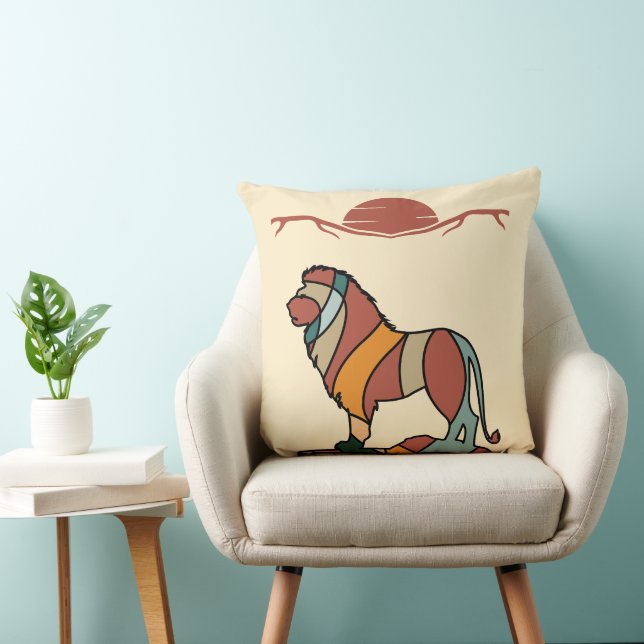 Moderne Leeuwen Wildlife Sierkunst Kussen (Stoel)