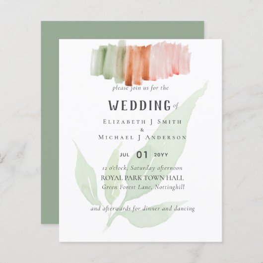 Moderne LEF Waterverf WEDDING (Voorkant / Achterkant)