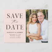Moderne Legance Blush Photo Save the Date Aankondigingskaart (Voorkant)