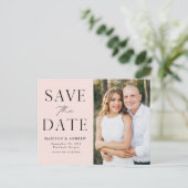 Moderne Legance Blush Photo Save the Date Aankondigingskaart (Staand voorkant)