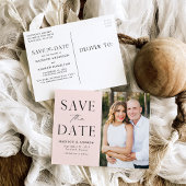 Moderne Legance Blush Photo Save the Date Aankondigingskaart