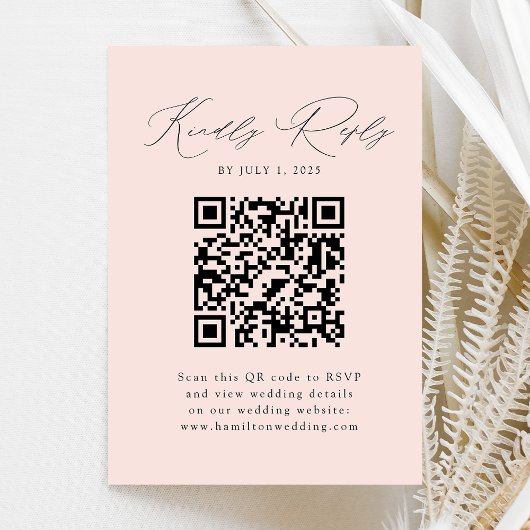 Moderne legance Blush QR Code RSVP Informatiekaartje