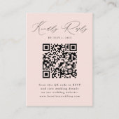 Moderne legance Blush QR Code RSVP Informatiekaartje (Voorkant)