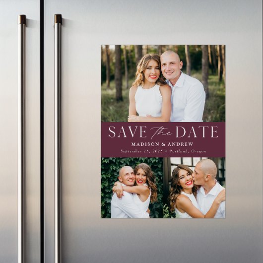 Moderne Legance Wine 3 Foto slaat Datum op Magnetische Uitnodiging