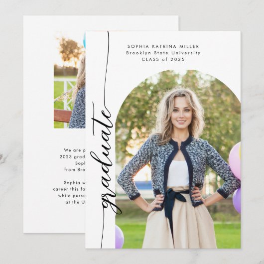 Moderne legant Arch 2 Foto Afstuderen Afstuderen Aankondiging (Voorkant / Achterkant)
